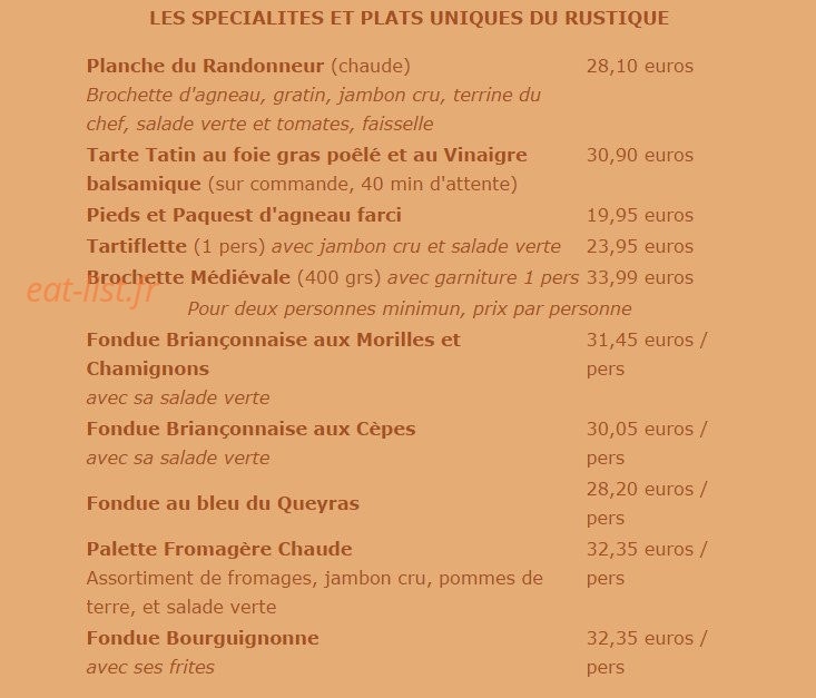Restaurant le Rustique — carte page 3