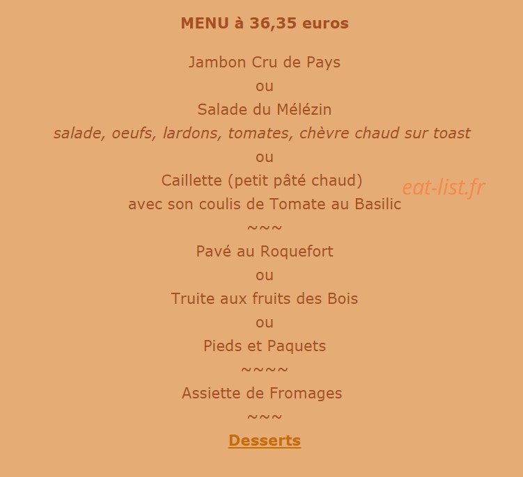 Restaurant le Rustique — carte page 9