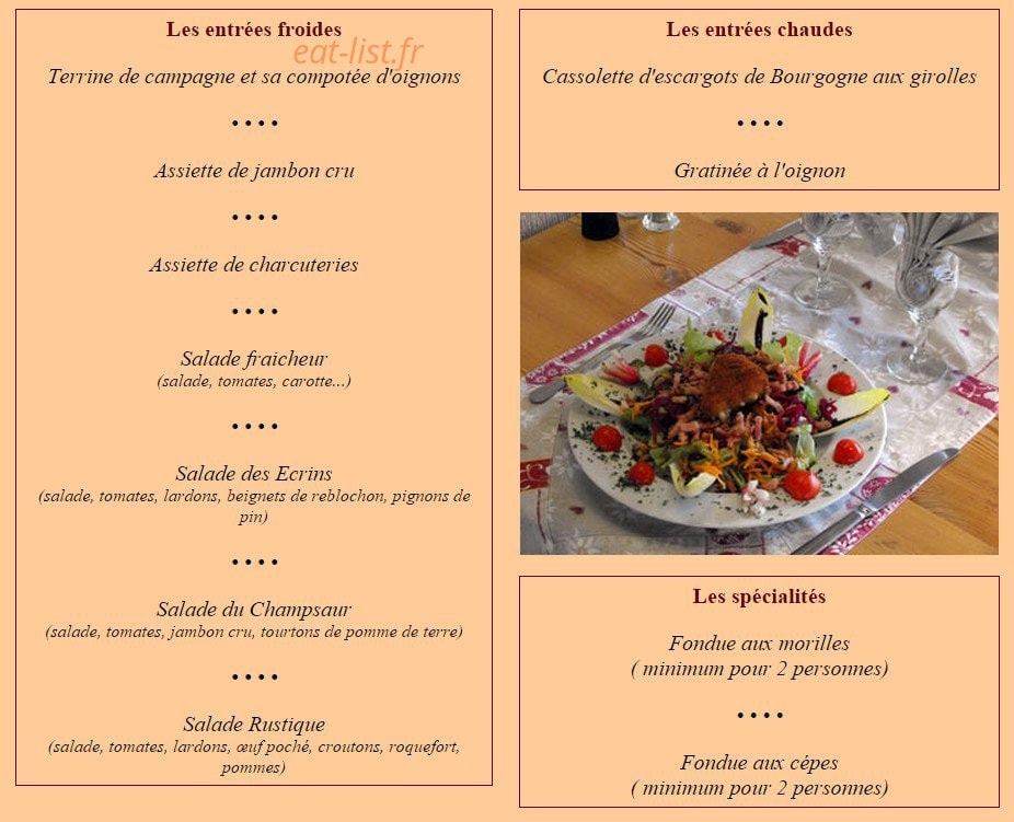 Restaurant les Ecrins — carte page 2