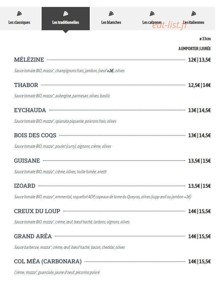 Speedy Pizza — carte page 2