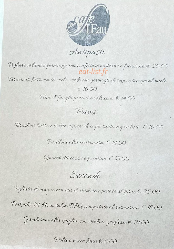 Café De L'Eau — carte page 1