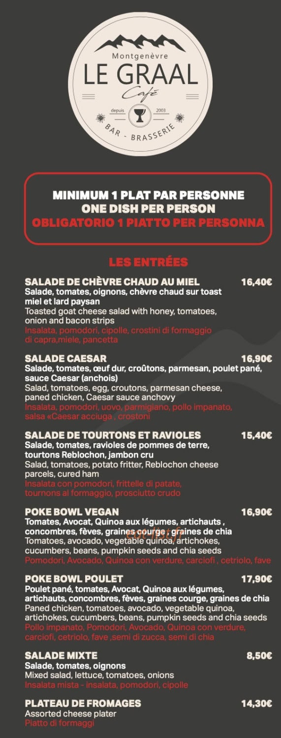 Le Graal Café — carte page 1