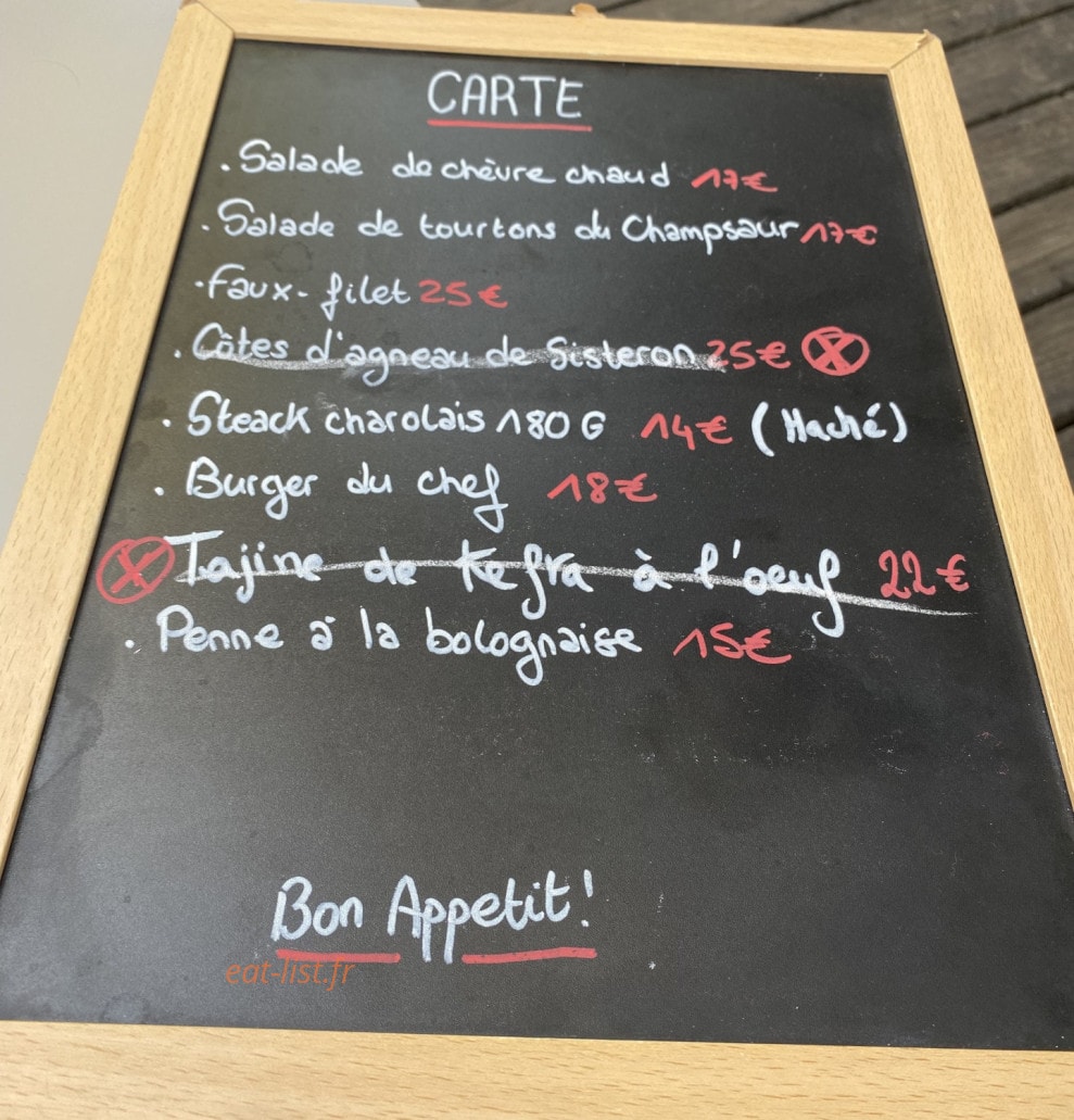 Restaurant du Lac — carte page 1