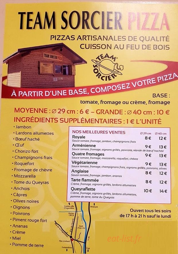 Team Sorcier pizza — carte page 1