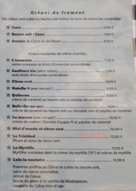 Au Petit Jardin — carte page 2