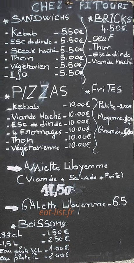 Chez Fitouri — carte page 1