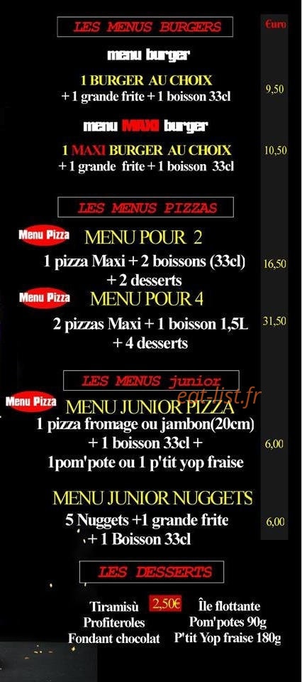 Toon's Pizza — carte page 4