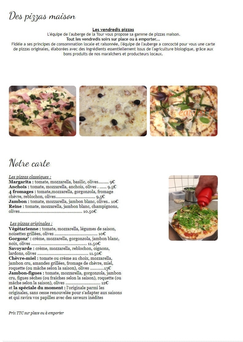 Auberge de la Tour — carte page 2