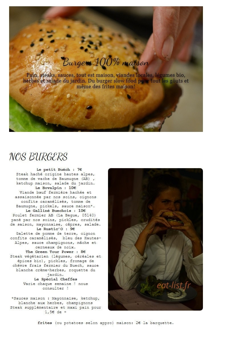 Auberge de la Tour — carte page 1