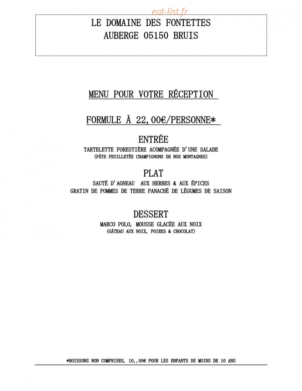 Domaine Des Fontettes — carte page 1