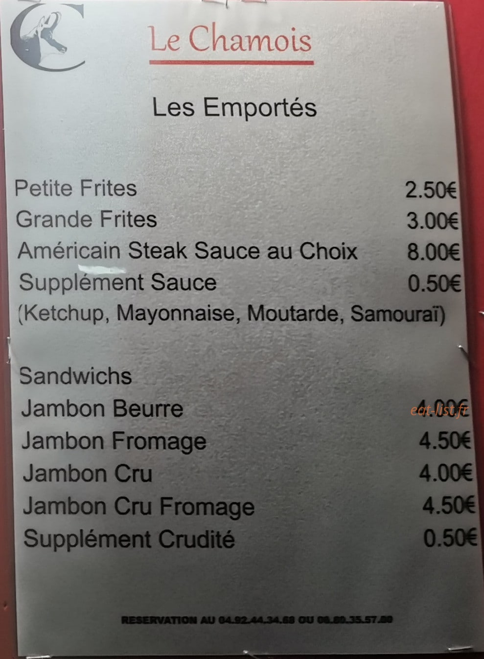 Le Chamois — carte page 1