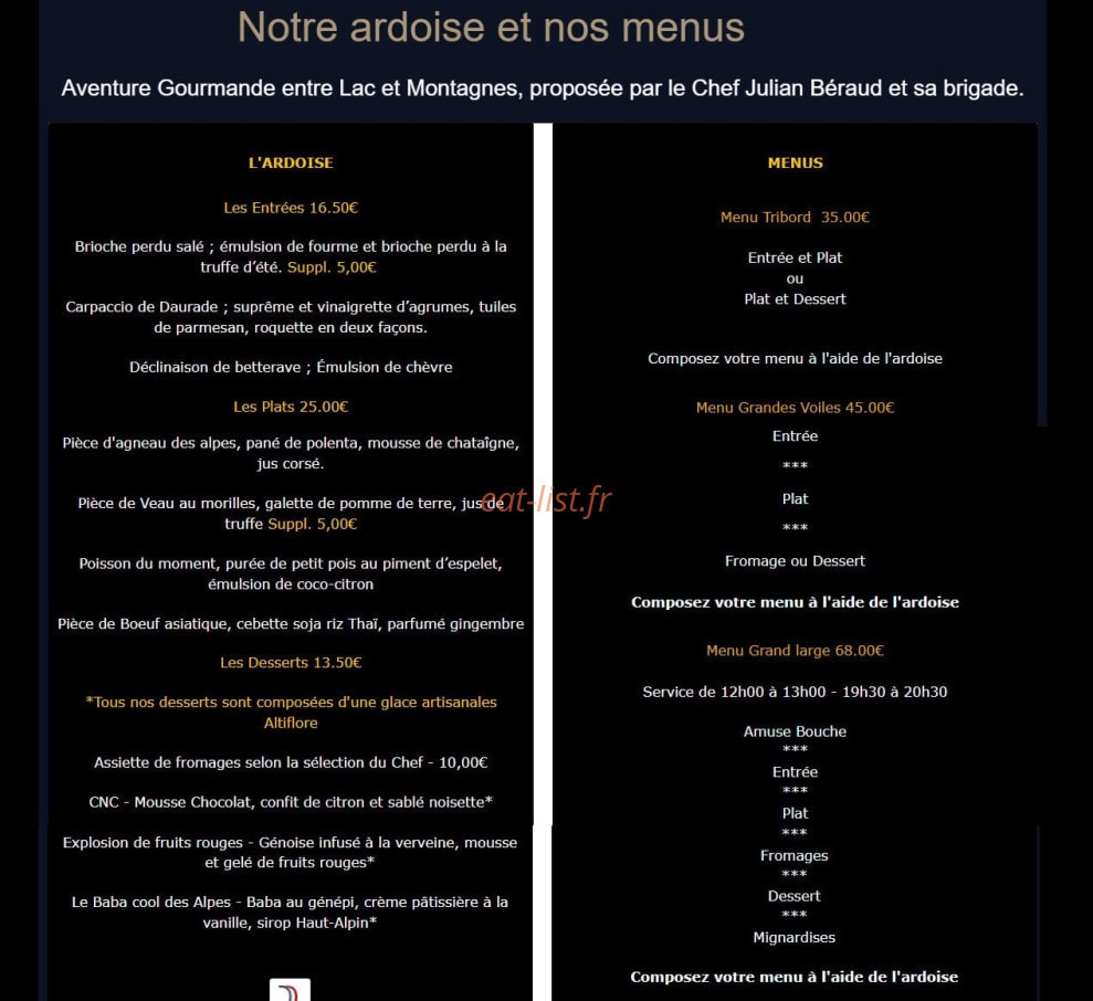 Le Tribord Panoramique — carte page 1