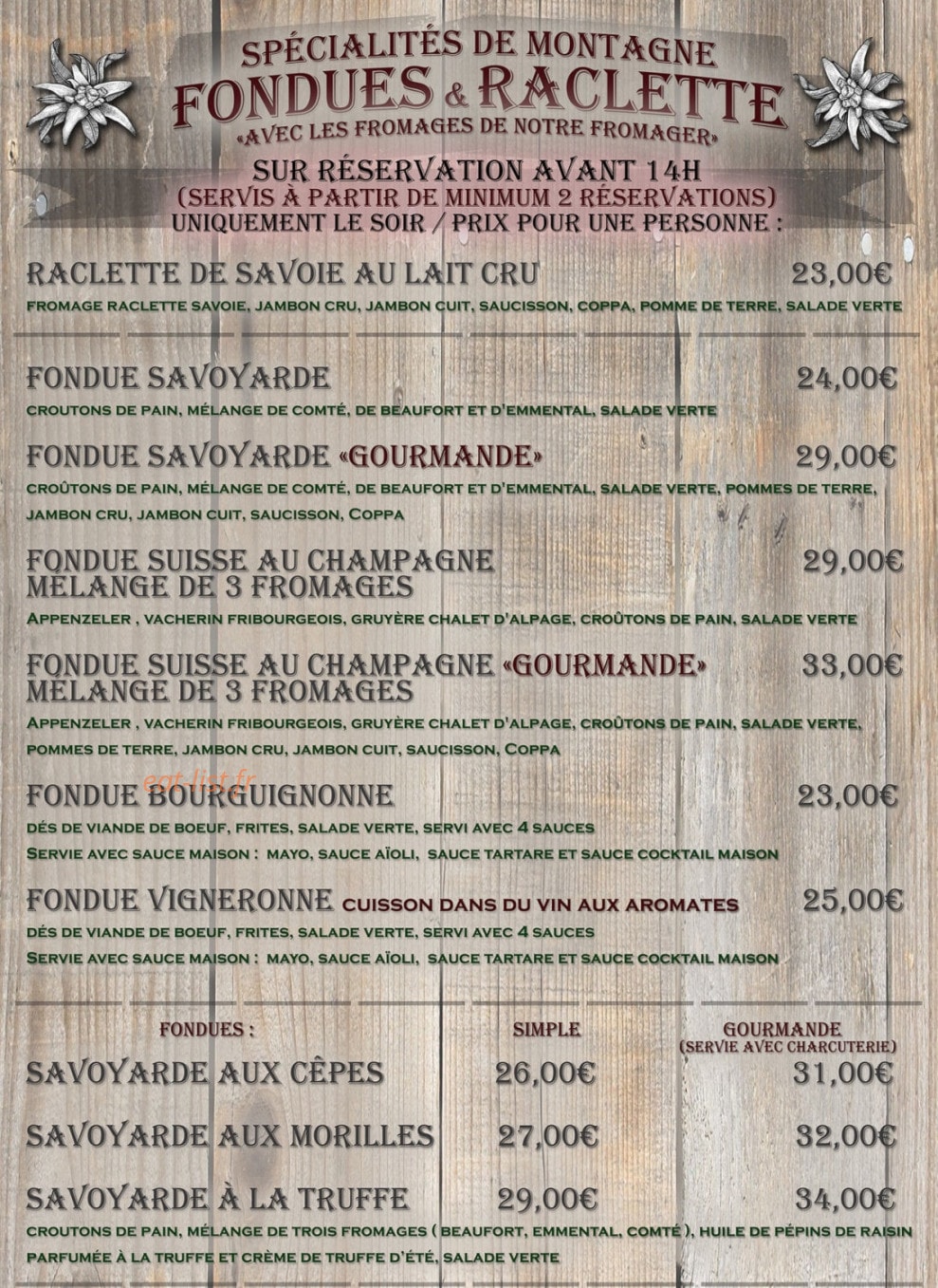 Chez Francis — carte page 9