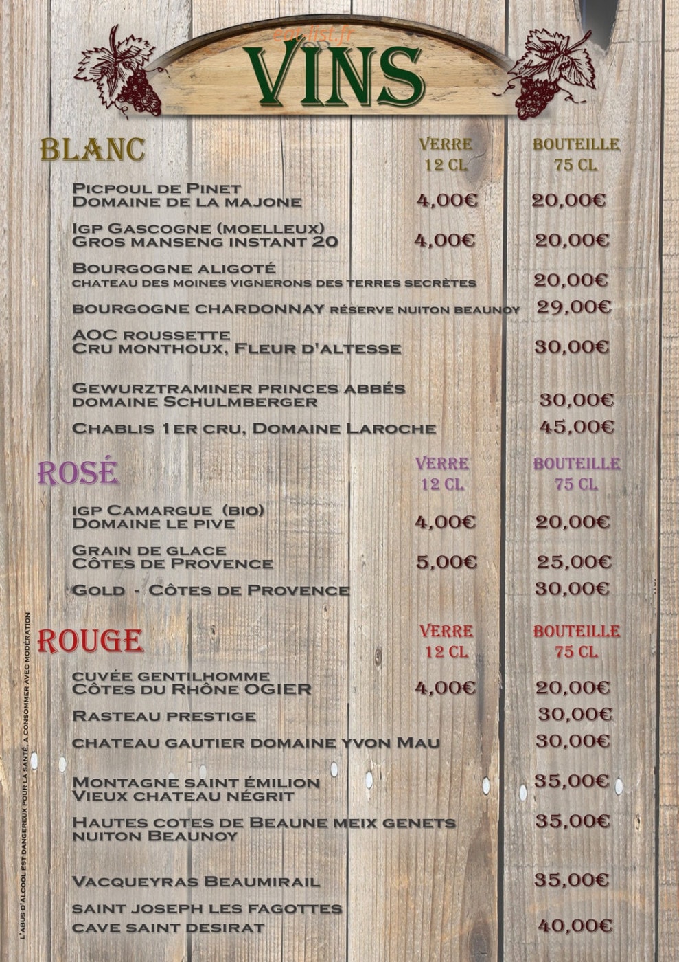 Chez Francis — carte page 4