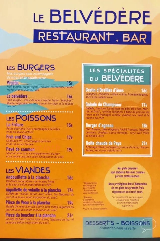 Le Belvédère — carte page 1