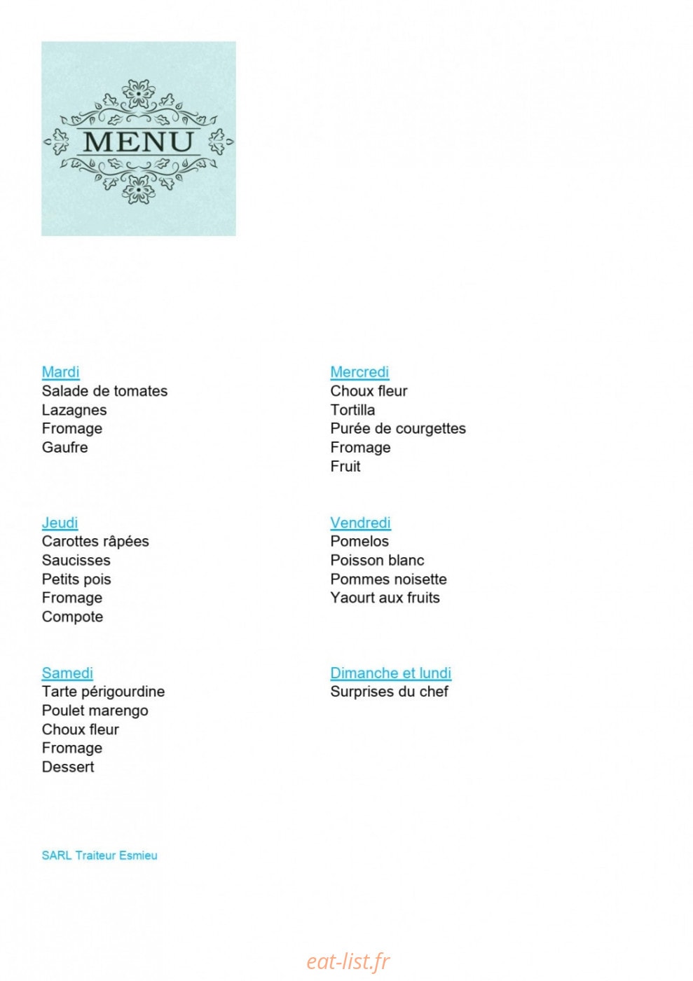 Théus Traiteur — carte page 2