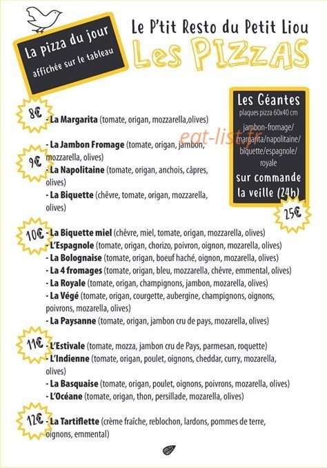 Le p'tit Resto — carte page 2