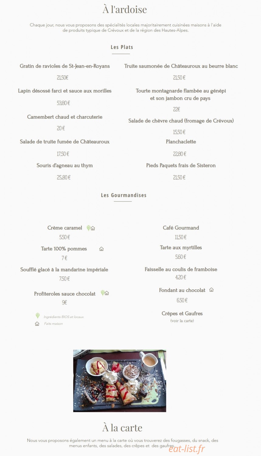 La Petite Fringale — carte page 1