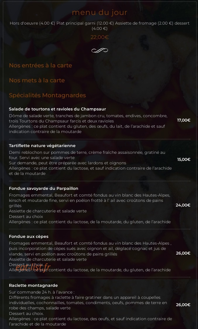 Le Parpaillon — carte page 1