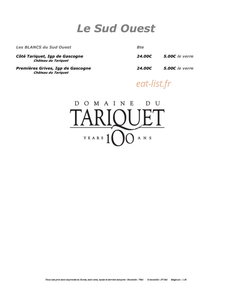 Le restaurant les  Bartavelles La table de Paul — carte page 18