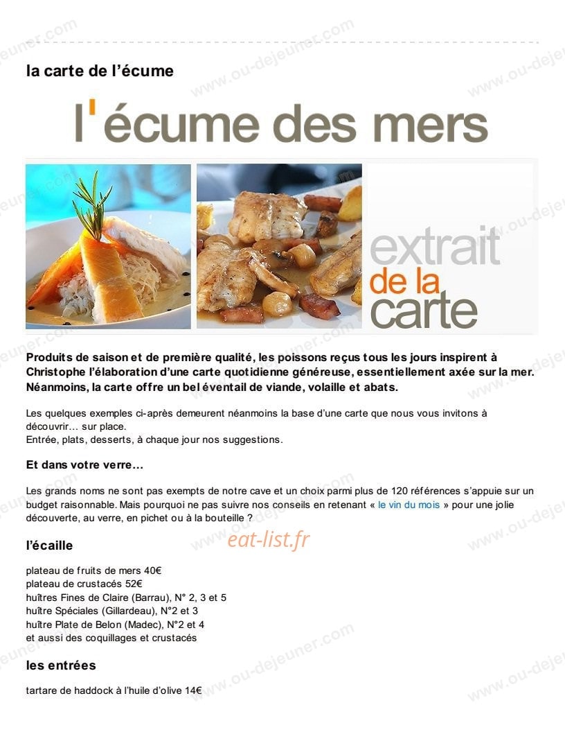 Le restaurant les  Bartavelles La table de Paul — carte page 6