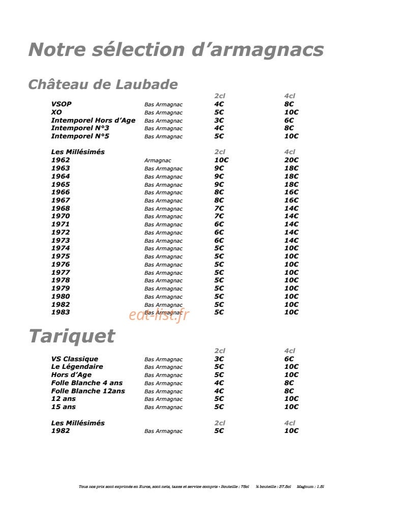 Le restaurant les  Bartavelles La table de Paul — carte page 8