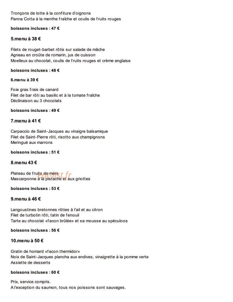 Le restaurant les  Bartavelles La table de Paul — carte page 16