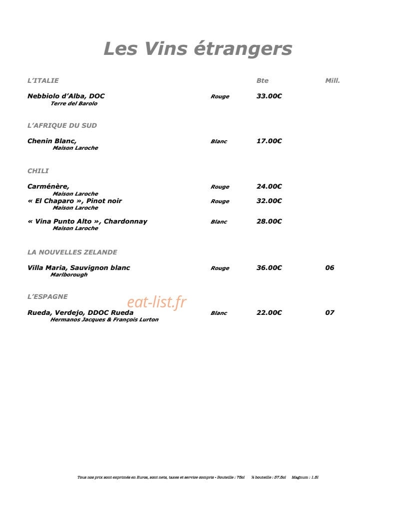 Le restaurant les  Bartavelles La table de Paul — carte page 20