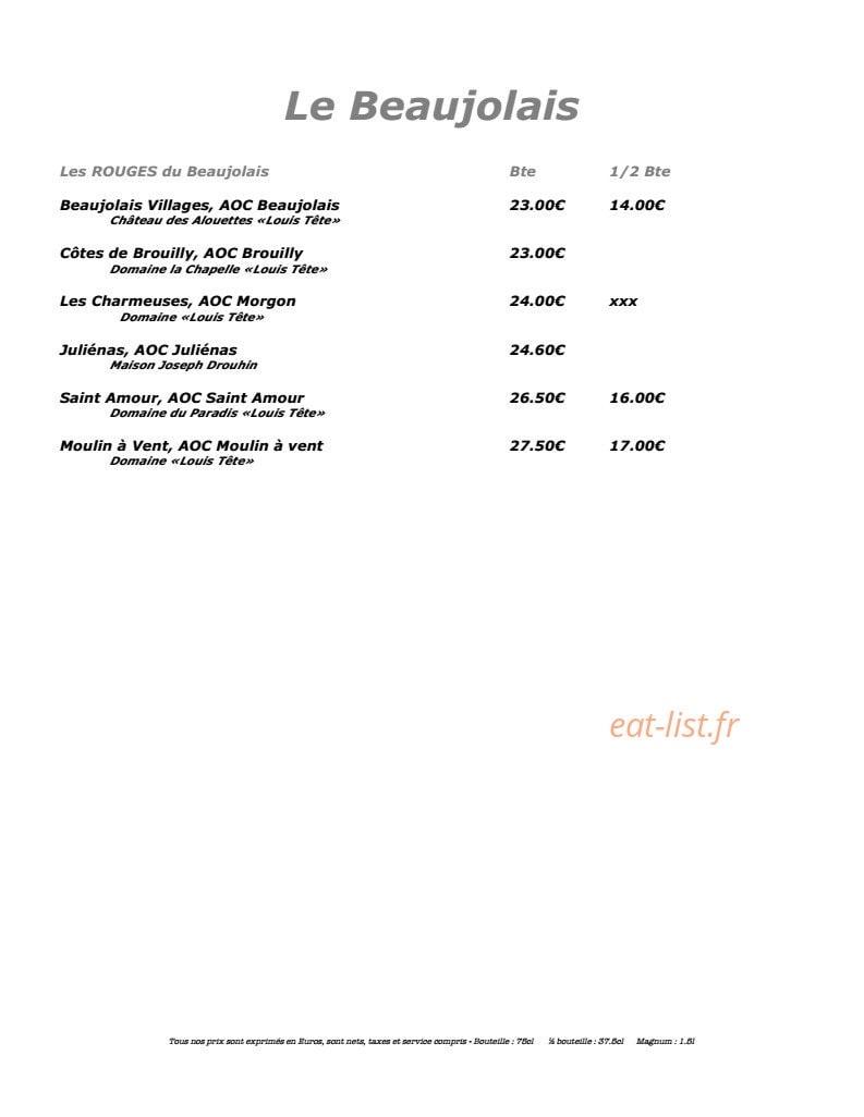Le restaurant les  Bartavelles La table de Paul — carte page 13