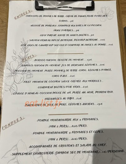 La table du Cairn — carte page 1