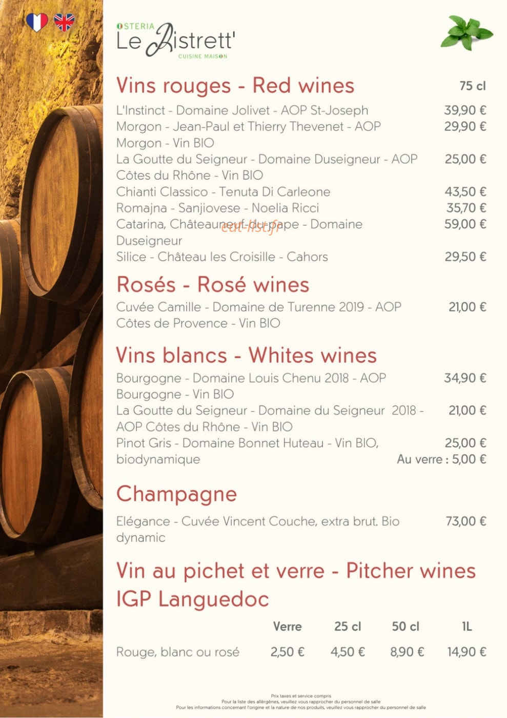 Le Ristrett' — carte page 4