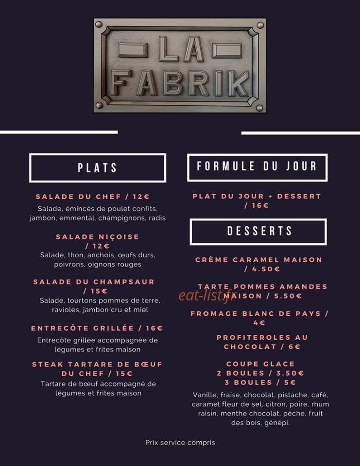 La Fabrik — carte page 1