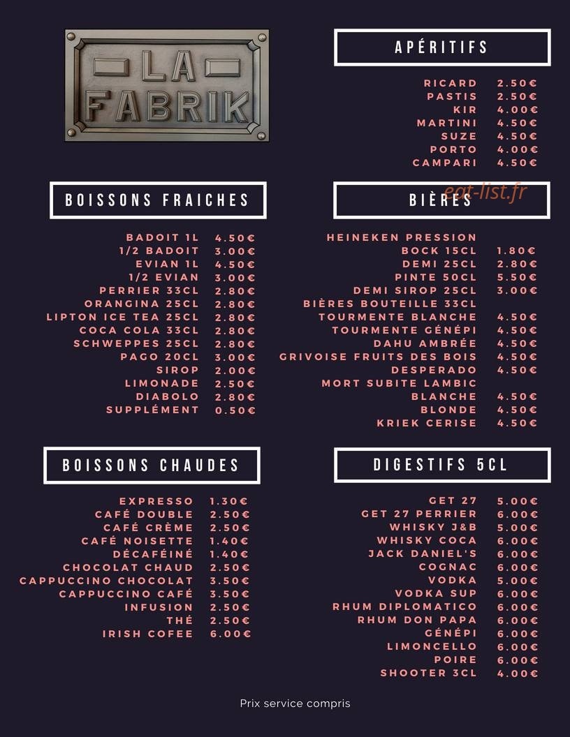 La Fabrik — carte page 2