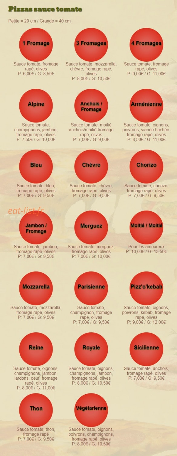 Pizzabel — carte page 1