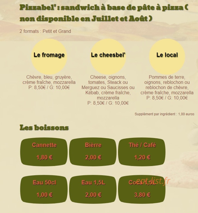 Pizzabel — carte page 3