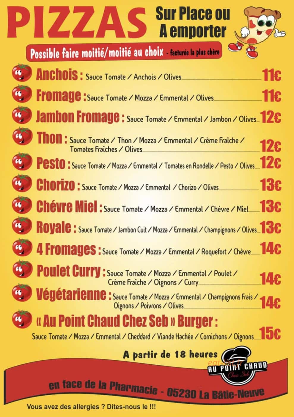 Au Point Chaud Chez Seb — carte page 1