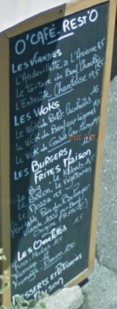 O'café — carte page 1