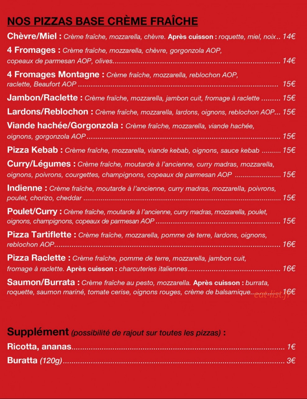 Past'@Pizza — carte page 1