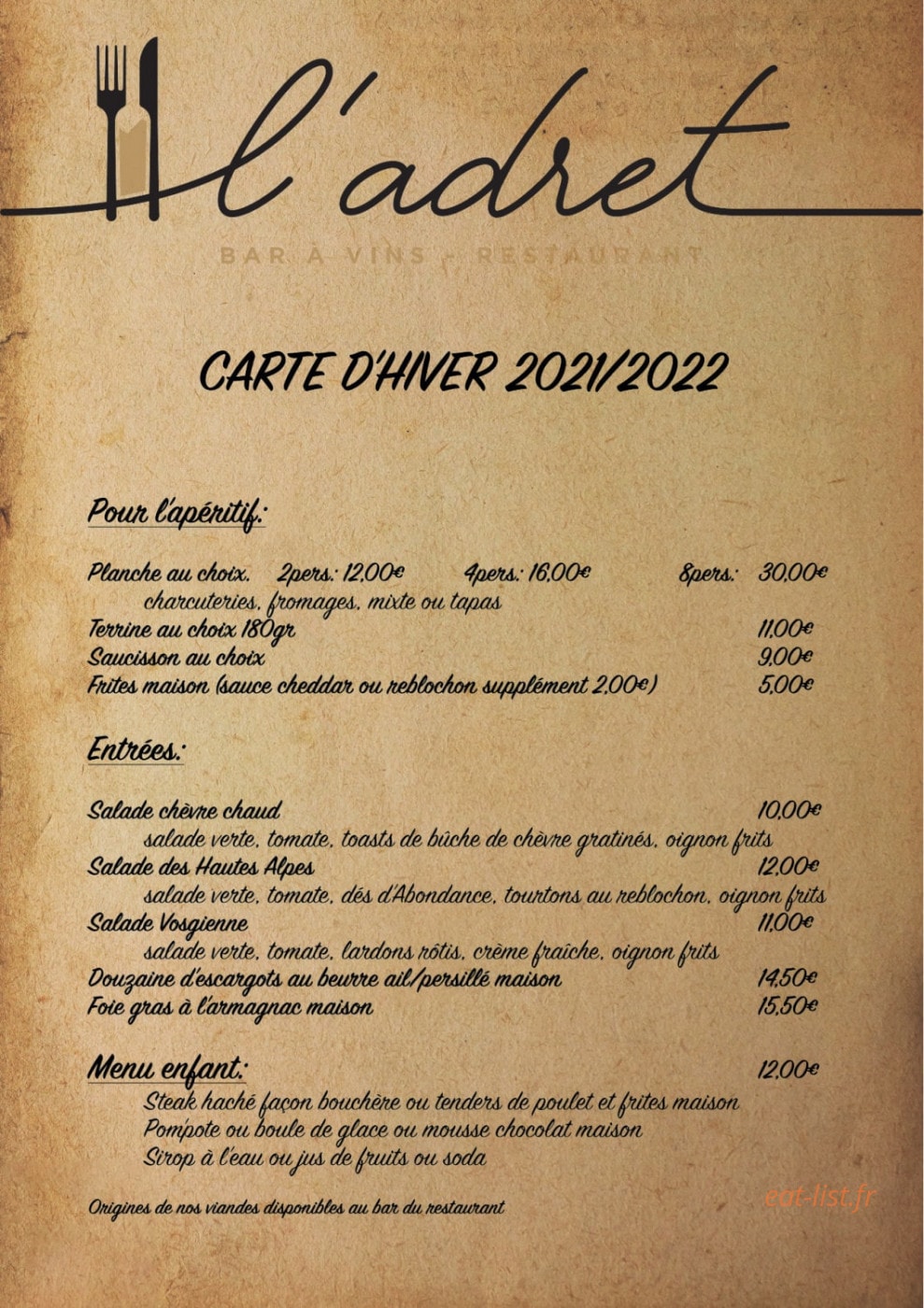 L'Adret — carte page 1