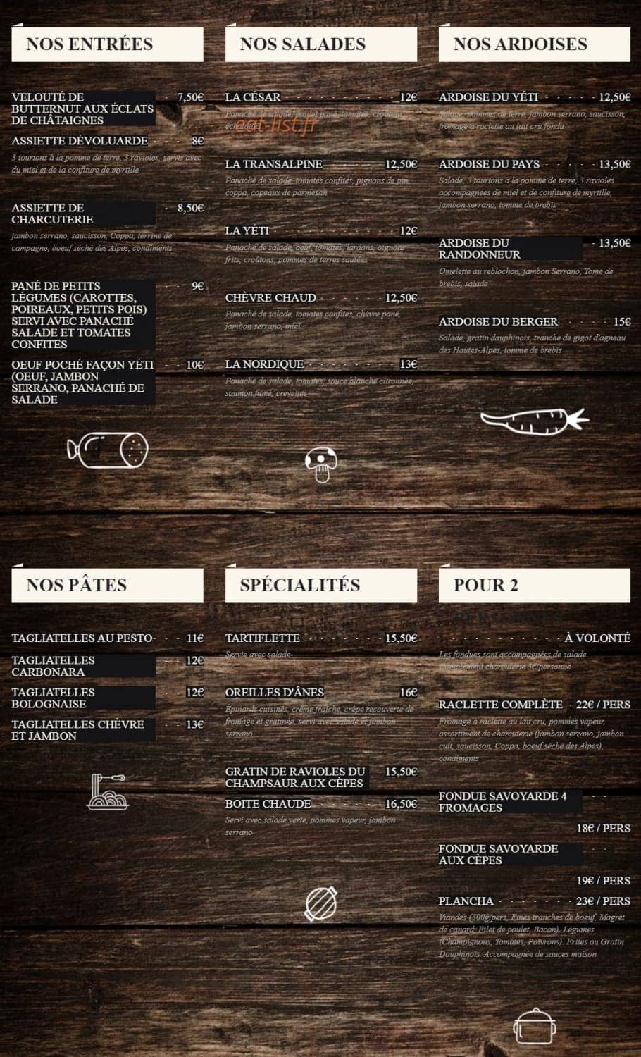 La Table du Yeti — carte page 3