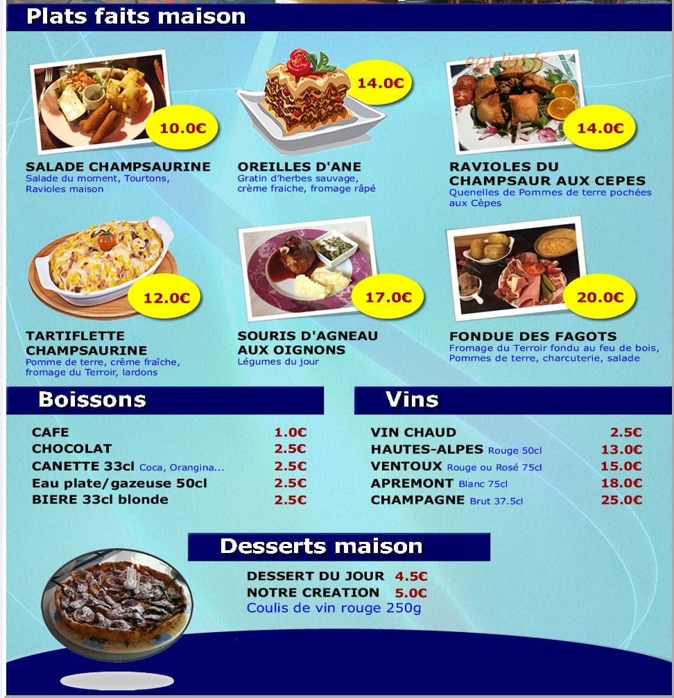 Aux Fagots — carte page 1