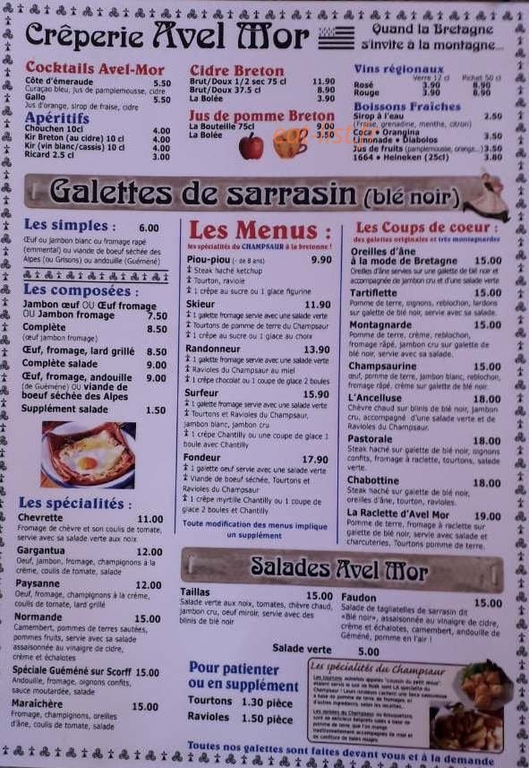 Crêperie Avel Mor — carte page 2