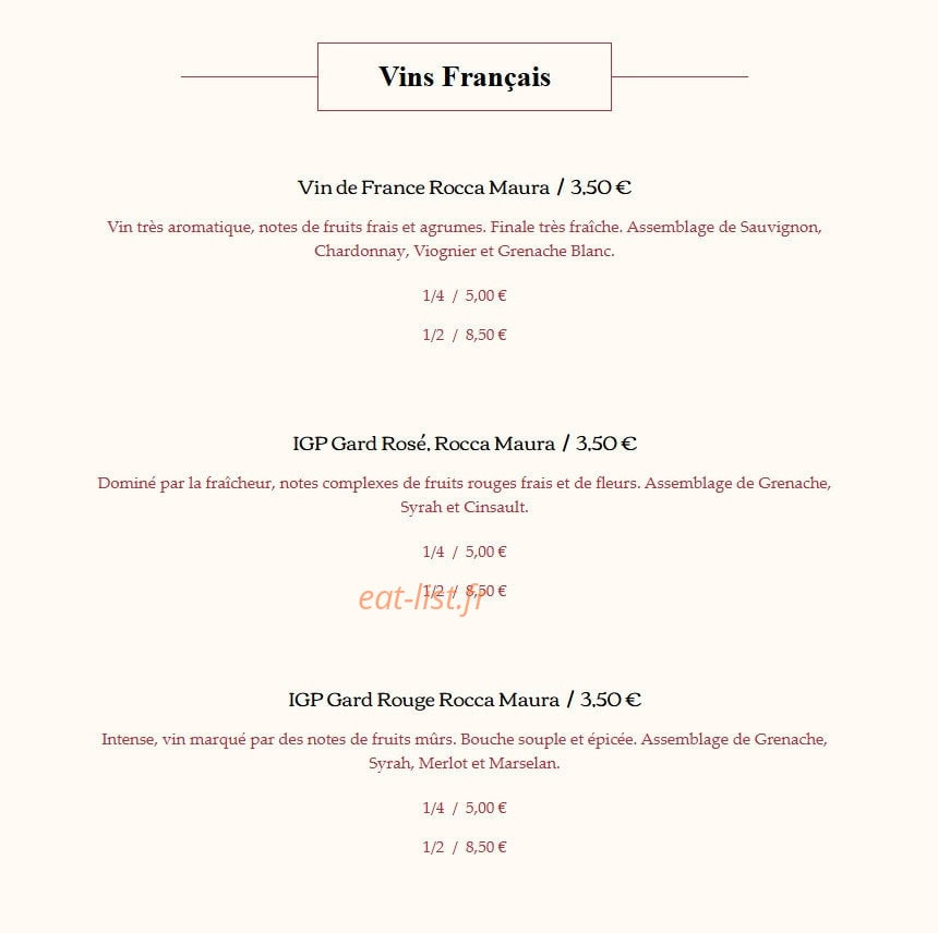 Carte et menu de El Quetzal à Laragne Monteglin — Les vins