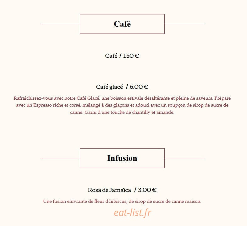 Carte et menu de El Quetzal à Laragne Monteglin — Les Cafés et infusions