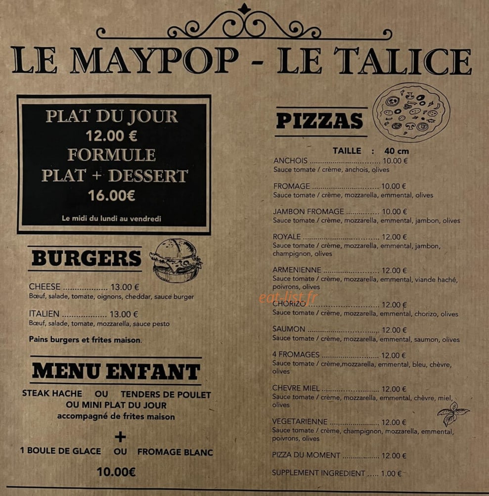 Le Maypop — carte page 1