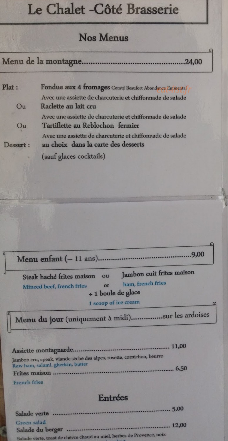 Alp'Bar — carte page 1