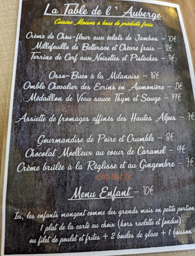 Auberge Saint-Antoine — carte page 1