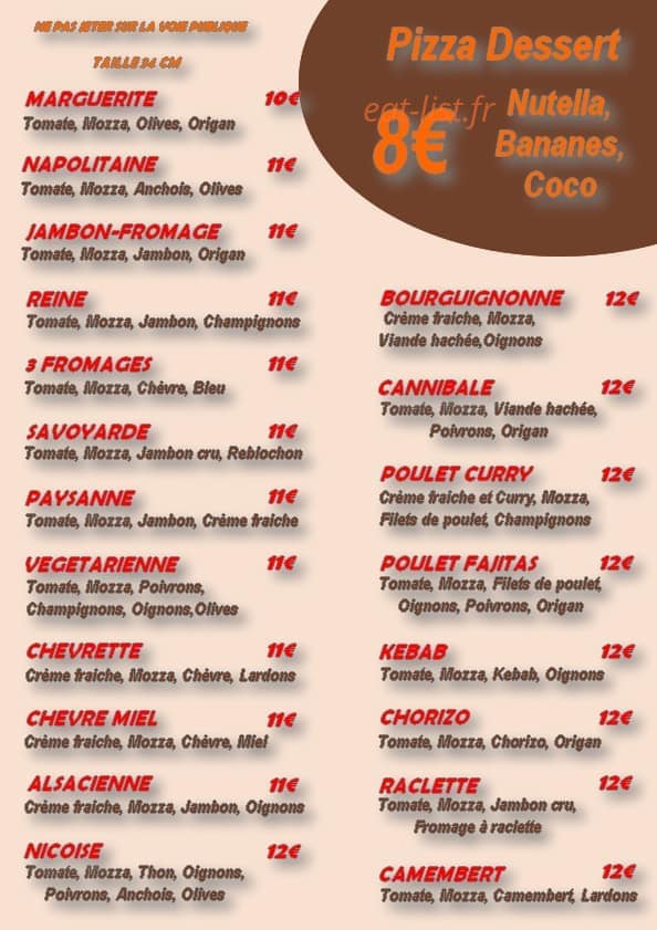 Chalet à pizza — carte page 2
