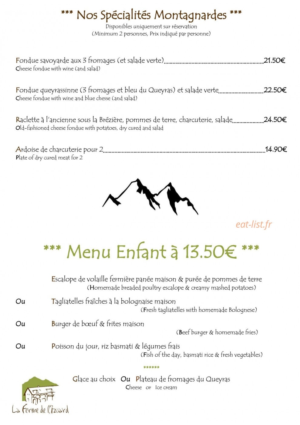 La Ferme de l'Izoard — carte page 2