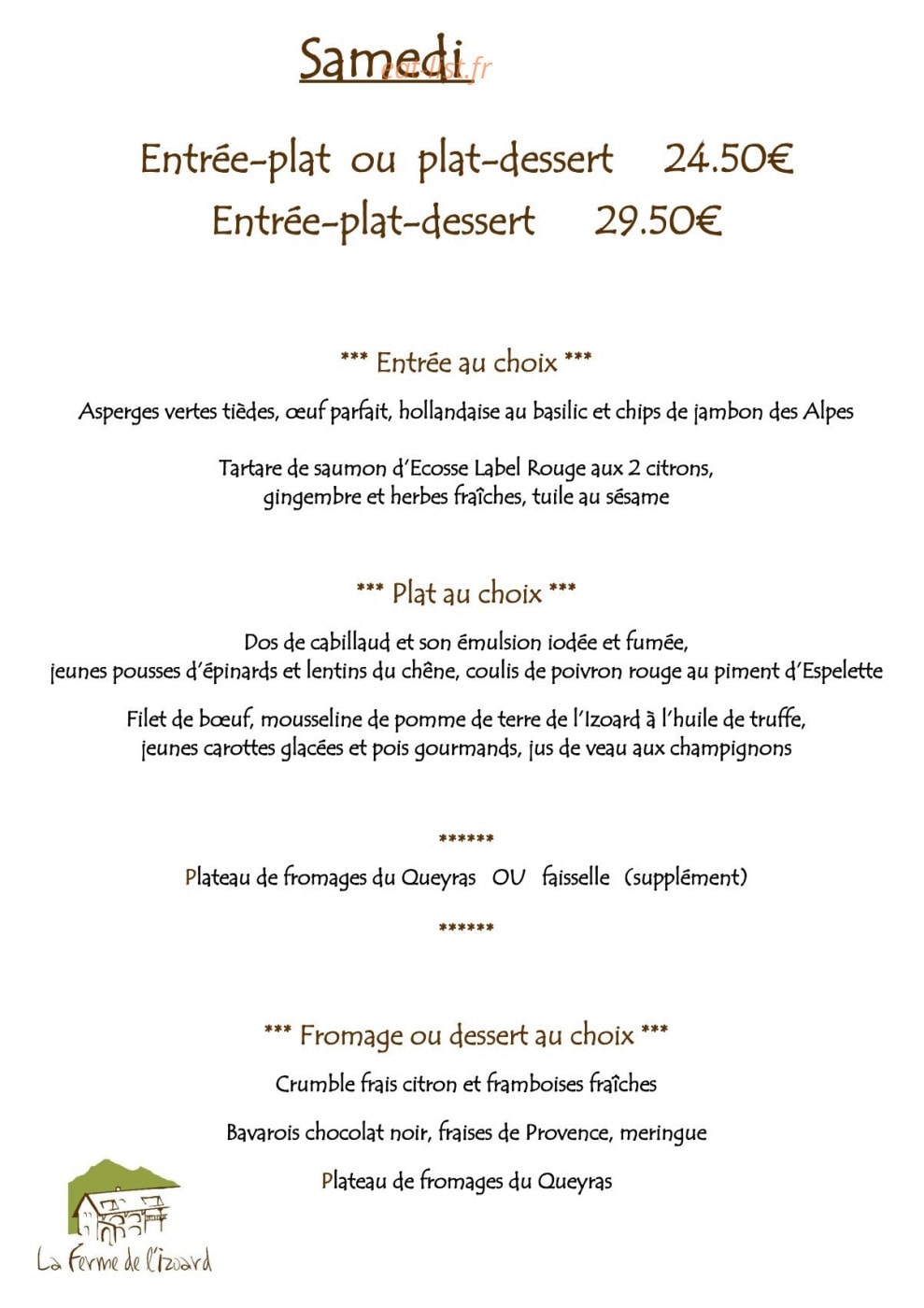 La Ferme de l'Izoard — carte page 1